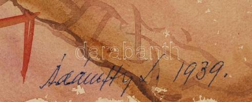 Ádámffy László (1902-?):Falu részlet. Akvarell, papír, jelzett, 28×38 cm