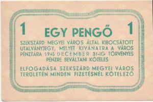 Szekszárd 1945. "Utalványjegy" 1P értékben T:I-
Adamo SZS-2.1