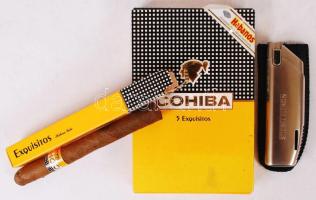 1 db tölthető Stiebel Eltron kihúzható öngyújtó és 4 db Cohiba szivar