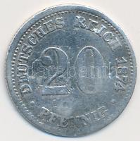 Német Birodalom 1874D 20Pf Ag T:2-,3 Germany-Empire 1874D 20 Pfennig Ag C:VF,F