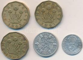 Nagy-Britannia 1912. 3p Ag + 1933. 6p Ag + 1941-1943. 3pf (3x) T:2,2- Great Britain 1912. 3 Pence Ag + 1933. 6 Pence Ag + 1941-1943. 3 Pfennig (3x) C:XF,VF