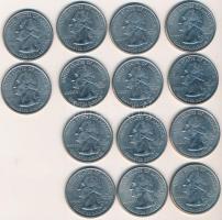 Amerikai Egyesült Államok 2003-2009. 1/4$ "State Quarters" (14x) T:1-,2 USA 2003-2009. 1/4 Dollars "State Quarters" (14x) C:AU,XF