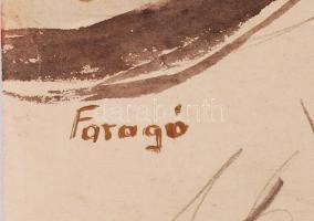 Faragó jelzéssel: Fejek. Akvarell, papír, 37×29 cm