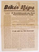 1947 A Békés népe c. újság egy száma az MSZDP képviselőjelöltjeinek listájával