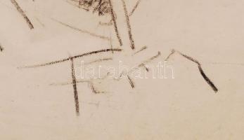 Förstner Tivadar (1878-1935): Portré. Szén, papír. Jelzett. 28x43 cm + paszpartu