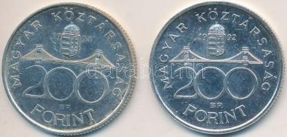 1992-1994. 200Ft Ag (2x) "MNB" + "Deák" T:2