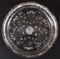 Ólomkristály nagy hamutartó, csiszolt, hibátlan, m:6,5 cm, d:18 cm