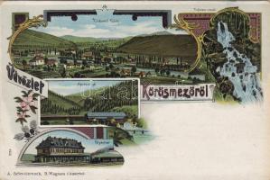 Körösmező mit Bahnhof Litho