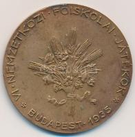 Merényi J. Gina (1894-) 1935. "VI. Nemzetközi Főiskolai Játékok-Budapest" Br emlékérem (35mm) T:2