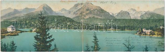 Tátra, Csorba tó, Cattarino S. kiadása / lake panoramacard (ázott / wet damage)