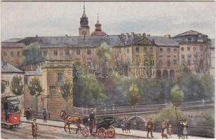 Warsaw, Warszawa; Taras Zamkowy / castle terrace, tram, No. 40. s: T. Cieslewski