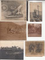 cca 1914-1918 Katonai fotók, ágyúk és géppuskák, 6 db kfl méretű fénykép, 5,5x5,5 cm és 9x12 cm közötti méretekben
