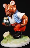 Herendi mézet cipelő maci, kézzel festett, jelzett, hibátlan, m:13,5 cm/ Handpainted Herend porcelain bear
