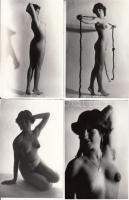 cca 1970-1980 Vali első fotózása, 4 db levlap méretű,  finoman erotikus fénykép, 14x9 cm / cca 1970-1980 Erotic photos, 14x9 cm