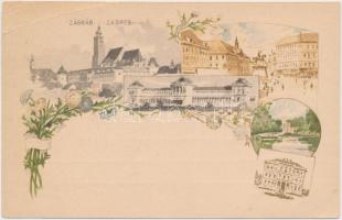 3 db RÉGI használatlan történelmi magyar városképes lap; Zágráb, Budapest, 2 lithoval / 3 old unused...