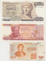 Görögország 1967. 100D + 1996. 200D + 1987. 1000D T:II-,III  Greece 1967. 100 Drachmai + 1996. 200 Drachmai + 1987. 1000 Drachmai C:VF,F