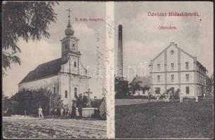 Hidaskürt, Római katolikus templom, Gőzmalom; Bódy Béla kiadása / Roman catholic church, steam mill