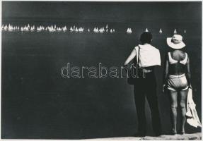 cca 1980 Gebhardt György (1910-1993): Balatoni vitorlás verseny, feliratozott vintage fotóművészeti alkotás, 16,5x24 cm