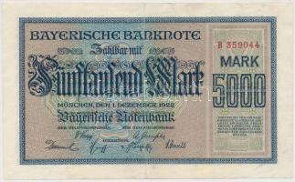 Német Birodalom / Weimari Köztársaság / München 1922. 5000M T:III Germany/Weimar Republic/München 1922. 5000 Mark C:F