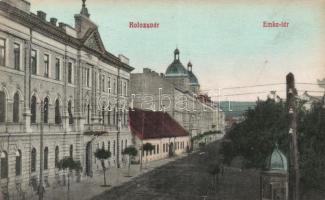 1909 Kolozsvár, Cluj; Emke tér, hirdetőoszlop. Újhelyi és Boros kiadása / square, advertising column (EK)