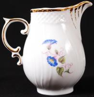 Hollóházi virág mintás mokkás készlet, matricás, jelzett, eredeti dobozában