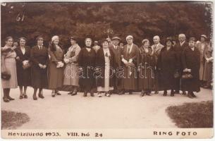 1933. augusztus 24., Ring fotó: Hévízfürdő üdülő vendégei, fotólap, 9x14 cm