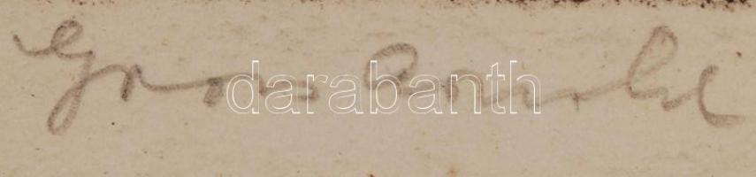 Gross Arnold (1929-): Tirnovo. Színezett rézkarc, papír, jelzett, üvegezett keretben 15×25 cm