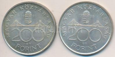 1993. 200Ft Ag "MNB" (2x) T:2,2- Adamo F13