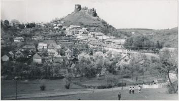 cca 1960 Szemenyei Pál: Somoskői vár, feliratozott vintage fotó, 13x24 cm