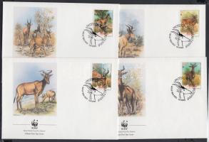 WWF Antelope set on 4 FDC, WWF Antilop sor 4 FDC-n