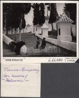 cca 1930 L. Llana (Valencia, Spanyolország): Út a kereszthez, feliratozott vintage fotóművészeti alkotás, 11x15 cm