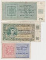 Német 3. Birodalom/Cseh-Morva Protektorátus 1940. 1K + 1944. 20K + Szlovákia 1939. 10K T:III
German ...