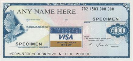 Japán DN "Sumitomo Bank" 10.000Y utazási csekk "SPECIMEN" T:I- ragasztónyom a hátoldalon Japan ND "Sumitomo Bank" 10.000 Yen Travelers Cheque "SPECIMEN" C:AU gluemark on the backside