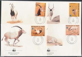 WWF Antilopok sor 4 FDC-n, WWF Antelopes set on 4 FDC