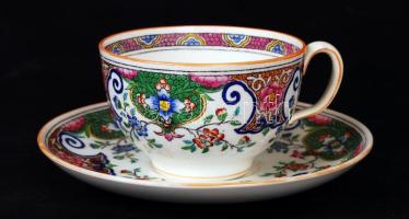 Mintons teás csésze, csészealj, süteményes tányér, kézzel festett, jelzett, hibátlan