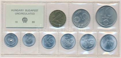 1980. 2f-10Ft 9db klf érmés forgalmi sor fóliatokban T:1