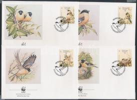 WWF Azores Bullfinch set on 4 FDC, WWF Azori-szigeteki süvöltő sor 4 FDC-n