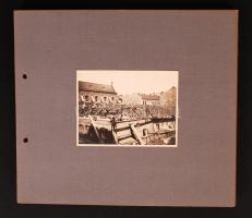 cca 1920 Egy budapesti épület bontása (talán a VIII. ker. Mária utcában), 15 db fénykép külön-külön albumlapokra felragasztva, fotóméret 8x10 cm, karton 21x24 cm