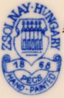 Zsolnay búzavirág mintás ékszeres dobozka, kézzel festett, jelzett, hibátlan, 8×7,5 cm