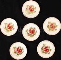 Zsolnay 6 db kis tálka, kézzel festett, jelzett, hibátlan, d:8,5 cm
