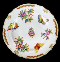 Herendi Viktória mintás süteményes tányér, kézzel festett, jelzett, hibátlan, d:18,7 cm