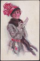 Italian art postcard, lady 'Erkal No. 307/3' s: Usabal (EB)