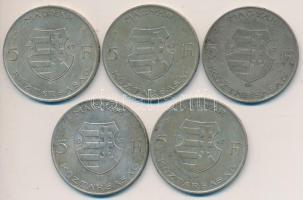 1947. 5Ft Ag "Kossuth" (5x) T:2- Adamo F8.1