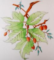 Herendi csipkebogyó mintás nagy kaspó, kézzel festett, jelzett, hibátlan, m:20 cm d:24 cm