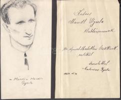 1934 Sporttörténeti lelet: Mándi Gyula (1899-1969) labdarúgónak, edzőnek írt vers, róla készült graf...