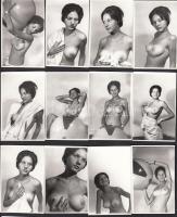 cca 1960 Félakt, tanulmányképek labdával, 13 db finoman erotikus fénykép, 7x4 cm / cca 1960 Nude photos, 7x4 cm