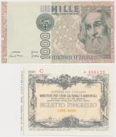 Olaszország 1982. 1000L + DN "Környezetvédelmi és Kulturális Örökségvédelmi Minisztérium" 4000L felülbélyegezve T:I Italy 1982. 1000 Lire + ND "Ministero Per I Beni Culturali E Ambientali" 4000 Lire overprint C:UNC