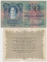 1848. 10Ft "Kossuth bankó" + 1913. 20K román körbélyegzővel T:III