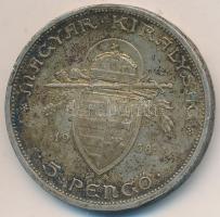 1938. 5P Ag "Szent István" T:2- ph., patina Adamo P8.1