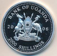 Uganda 2006. 2000Sh Ag "A labdarúgás halhatatlanjainak csarnoka - Brazília 2000-es évek/Ronaldo" T:PP Uganda 2006. 2000 Shilling Ag "Hall of Fame of football - Brazil 2000's/Ronaldo" C:PP